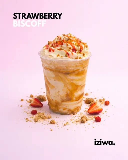Strawberry and Biscoff milkshake from Iziwa