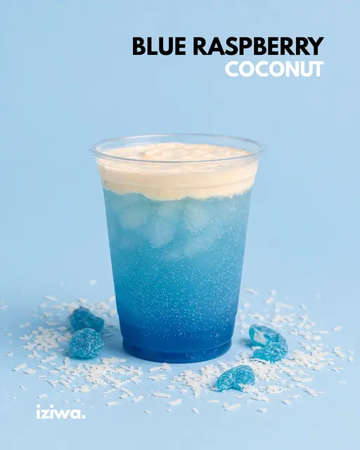 Blue raspberry and coconut refresher from Iziwa